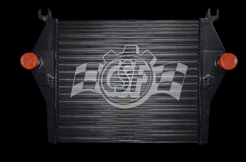 CSF intercooler for 03-09 Dodge Ram 3500 6.7L, front view with orange end caps and mounting tabs