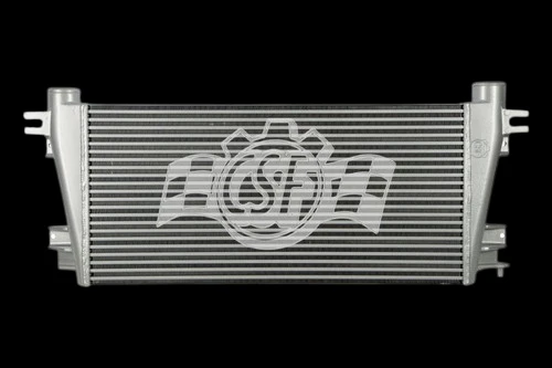CSF OEM intercooler for 06-16 Chevrolet Express 2500 6.6L, front view showing tank fittings and cooling fins