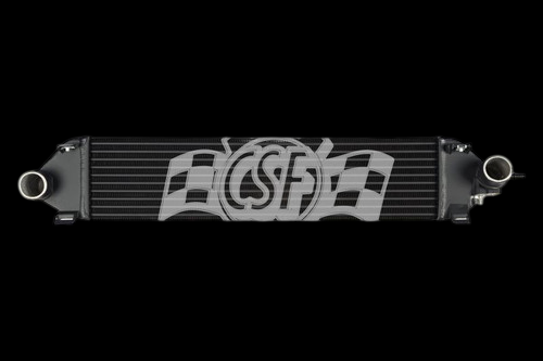 CSF intercooler for 13-16 Ford Escape 1.6L, front view with two angled inlet and outlet pipe fittings