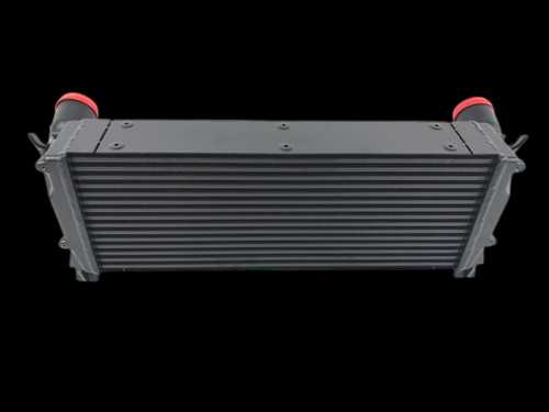 CSF intercooler for 13-18 Ram 2500 6.7L, front view showing black core and red inlet/outlet end tanks