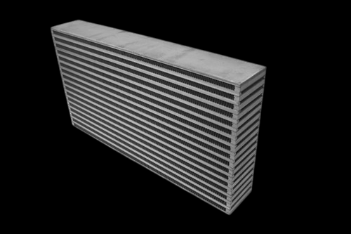 CSF Bar and Plate Intercooler Core shown at an angle, highlighting the finned bar and plate cooling rows