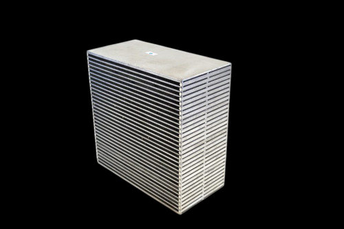 CSF Mega Water/Air Bar & Plate Intercooler Core, angled view showing dense fin stack and smooth top and side panels