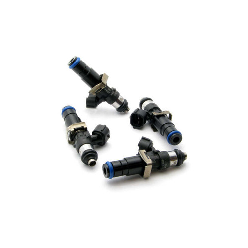 DeatschWerks Bosch EV14 2400cc fuel injectors, set of four, top down angled view