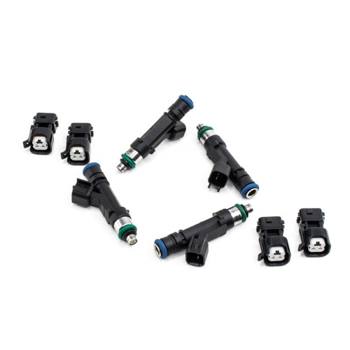 DeatschWerks 900cc fuel injectors for Chevy Cruze 1.4L Turbo, set of 4 with connectors, angled view