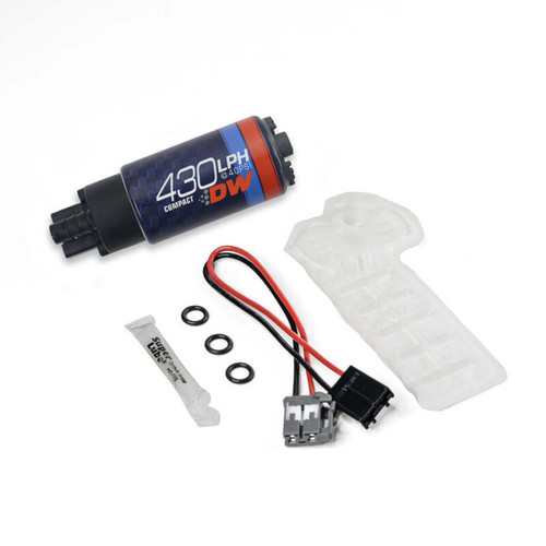 DeatschWerks DW430C fuel pump kit with wiring harness, filter sock, O-rings and sealant