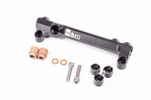 Radium Engineering Mazda 20B-REW top feed fuel rail kit with copper spacers, bolts, seals and black end caps