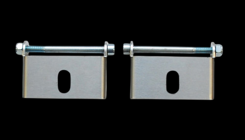 Vibrant Easy Mount IC bracket set, two metal brackets with bolts and nuts, front view on black background