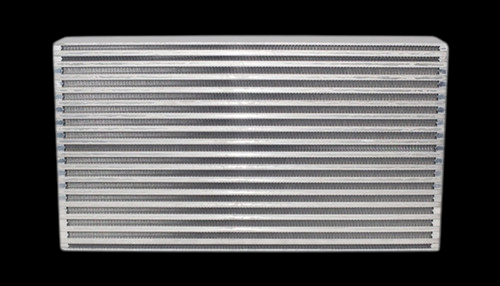 Vibrant Intercooler Core, 20x11x3.5in, front view showing full fin stack and end tank edges