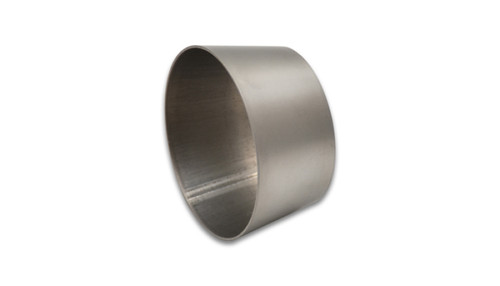Vibrant titanium transition tube, angled view showing tapered 3in to 4in O.D. cone, bare metal finish