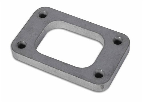 Vibrant T304 stainless turbo inlet flange, rectangular port, four tapped bolt holes, 1/2in thick