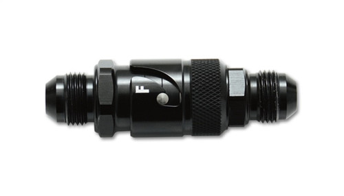 Vibrant -4AN quick release fitting with Viton seal, black anodized aluminum, male AN flare ends both sides