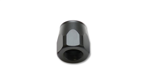 Vibrant -10AN hose end socket in black, hex body with threaded opening, shown at a slight angle on white background.