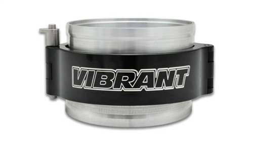 Vibrant 2in HD Clamp System Assembly, anodized black band on aluminum coupler, front angled view