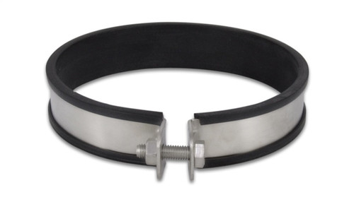 Vibrant SS muffler strap clamp for 160mm mufflers, rubber lined band with bolt and nut closure