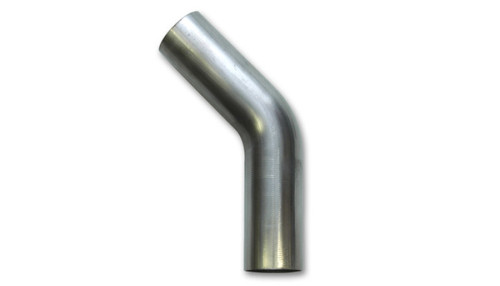 Vibrant 1.25in OD T304 SS 45 deg mandrel bend tube, smooth brushed metal finish, angled pipe
