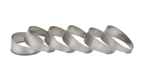 Vibrant 2.00in OD Gr 1 Titanium Pie Cuts, six angled ring segments arranged in a row on white background