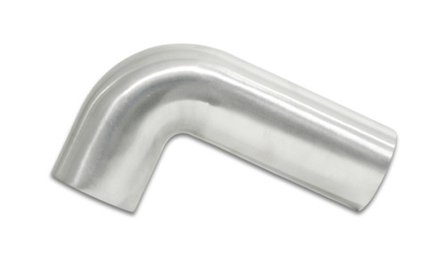Vibrant 2.5in OD 90 degree tight radius aluminum bend tube, brushed finish, mitered elbow shape.
