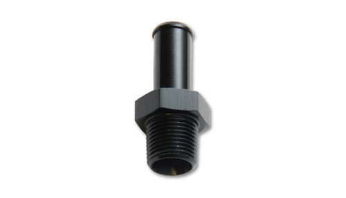 Vibrant 1/8NPT to 5/16 barb straight fitting, black anodized, hex body with threaded end and barb tip