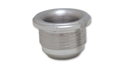 Vibrant -12 AN male weld bung, mild steel, threaded flange fitting shown at an angled top down view