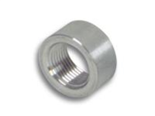 Vibrant T304 SS oxygen sensor weld bung, M18 x 1.5 thread, angled view showing internal threading.