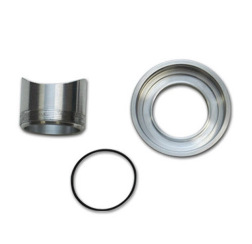 Vibrant weld flange kit for HKS SSQ BOV, showing aluminum weld fitting, thread on flange, and O ring