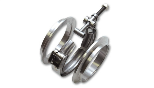 Vibrant T304 SS V-Band flange assembly for 1.75in tubing, two flanges with V-band clamp and bolt.