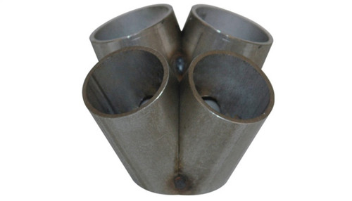 Vibrant 4 into 1 stainless turbo manifold collector, front view showing four inlet tubes merging into one outlet
