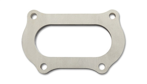 Vibrant exhaust manifold flange for Honda K24 motor, stainless steel plate with oval port and four mounting holes.