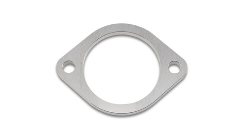 Vibrant Titanium 2-Bolt Flange, 3.00in ID, oval shape with two bolt holes, brushed metal finish, top view