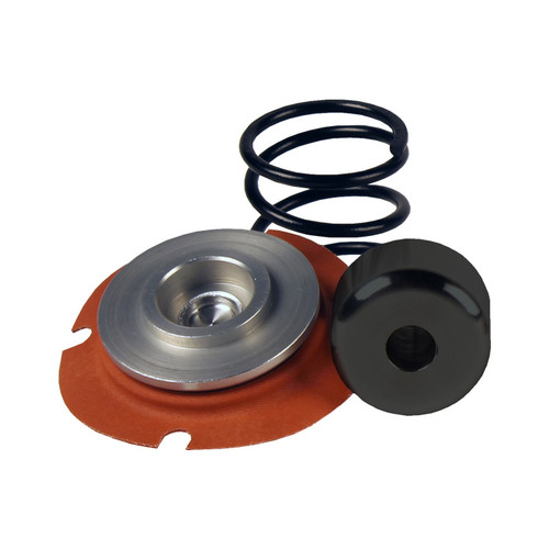 Aeromotive X-1 Series internal conversion kit, .313in seat, showing diaphragm, spring, piston and black cap