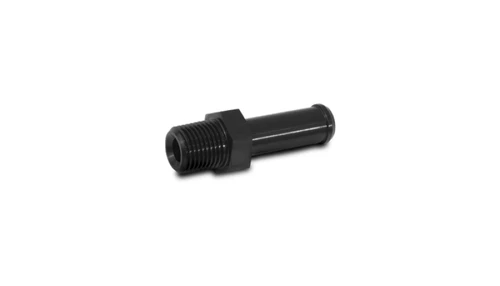 Vibrant male NPT to hose barb straight adapter, 1/16in NPT to 3/16in hose, black anodized fitting