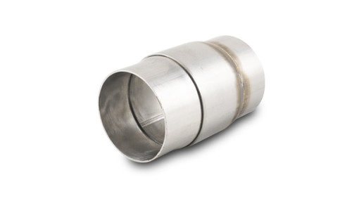 Vibrant slip joint adapter for 2in OD tubing, fully welded 2 piece assembly, angled view showing weld seam