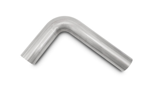 Vibrant 90 degree mandrel bend, 2in OD stainless steel tubing, polished L shaped elbow, open ends