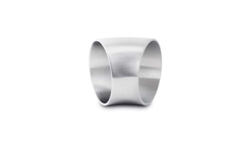 Vibrant 1.75in OD T304 SS 45 deg mandrel bend elbow, polished tube shown at an angled front view