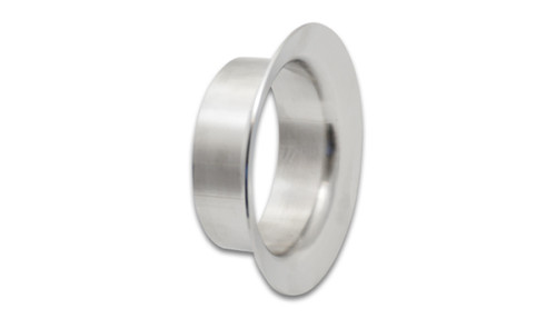 Vibrant stainless steel turbo discharge flange, Marmon style, angled view showing tube bore and flat mounting flange with weld bevel edge.