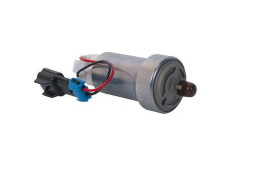 Aeromotive 525lph in tank fuel pump, cylindrical body with red and black wires, blue and black connector plug