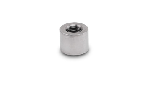 Vibrant T304 stainless EGT sensor weld bung with 1/8in NPT threaded hole, top down angle view