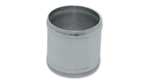 Vibrant aluminum joiner coupling, 3in tube O.D, front angle view showing raised bead lines on cylindrical tube