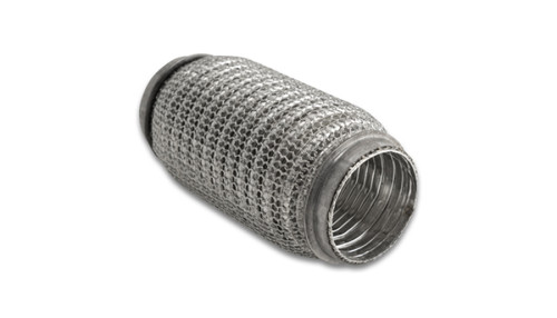 Vibrant LiteFlex flex coupling, 2.00in ID x 6.00in long, braided stainless body with interlock liner visible at open end, angled view