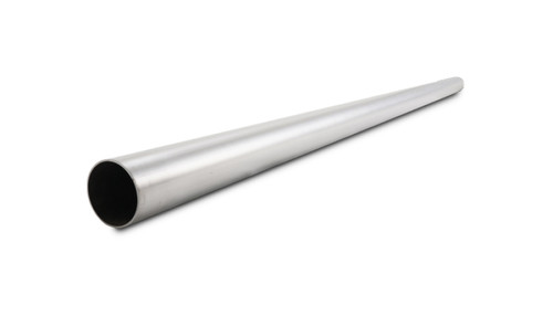 Vibrant 2.25in OD 304 stainless steel straight tubing, brushed finish, shown diagonally with open end visible
