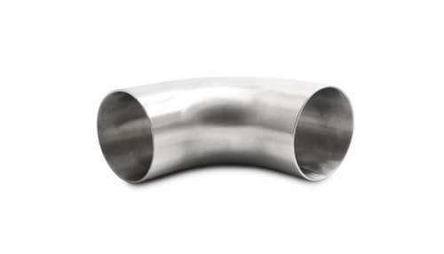 Vibrant 3in OD T304 stainless steel 90 degree mandrel bend with extended tangent legs, polished tube ends