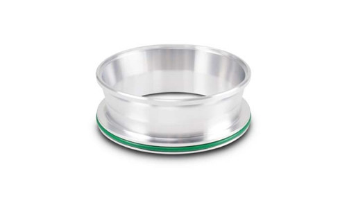 Vibrant 4in HD Clamp to 4.25in throttle body transition flange, angled view showing green O-ring seal