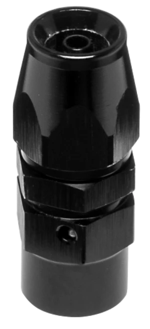 Vibrant -3AN straight hose end fitting, black aluminum, hex nut and swivel coupler visible.