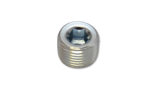 Vibrant 1/8in NPT male plug for EGT weld bung, zinc plated steel, hex socket top, threaded sides
