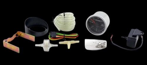 Turbosmart 52mm 30psi vacuum/boost gauge kit with mounting bracket, hoses, T fitting and wiring harness
