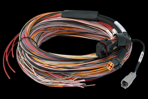 Haltech PD16 Flying Lead Harness 5M, coiled multicolor wires with connector plugs and open lead ends