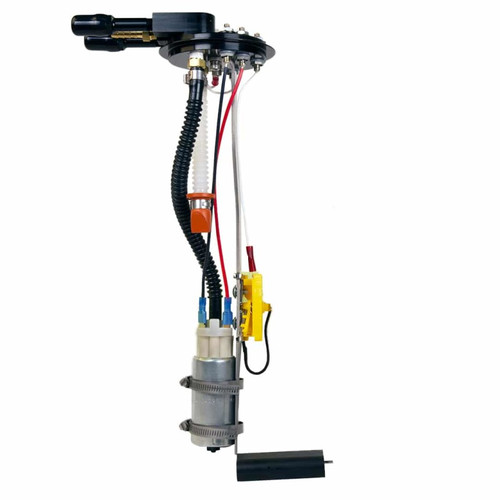 Aeromotive fuel pump and hanger assembly for 88-99 Chevy C/K trucks, showing sending unit, wiring and fuel lines