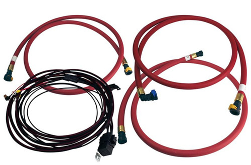 Aeromotive Fuel Pump lines and wiring kit for 01-10 Duramax, red hoses with fittings and wiring harness coiled