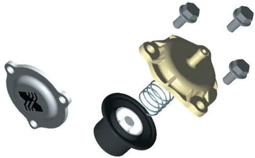 BorgWarner EFR actuator bracket kit, exploded view showing cover, spring, diaphragm, and mounting bolts