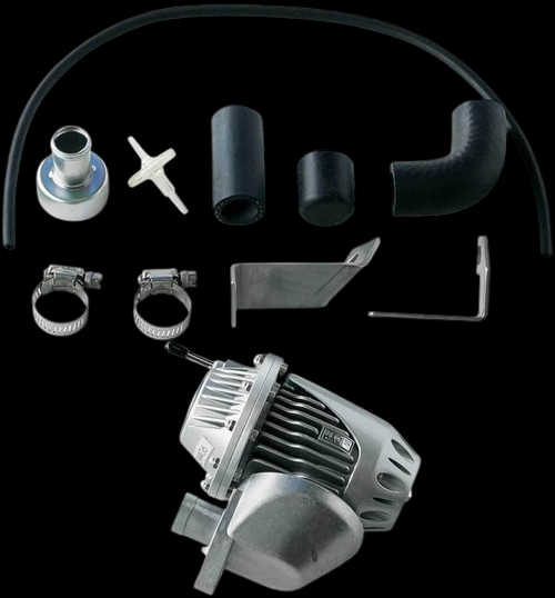 HKS SSQV4 BOV kit for 93-96 RX7 TT, showing valve body, hoses, clamps, bracket, and hardware